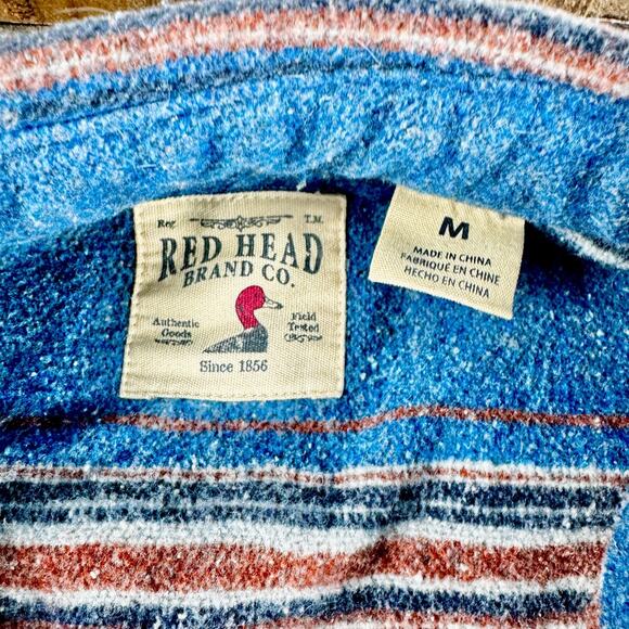 REDHEAD Mens Medium Ranch Tully Creek Blanket Flannel Shirt Shacket BLUE - Picture 3 of 9